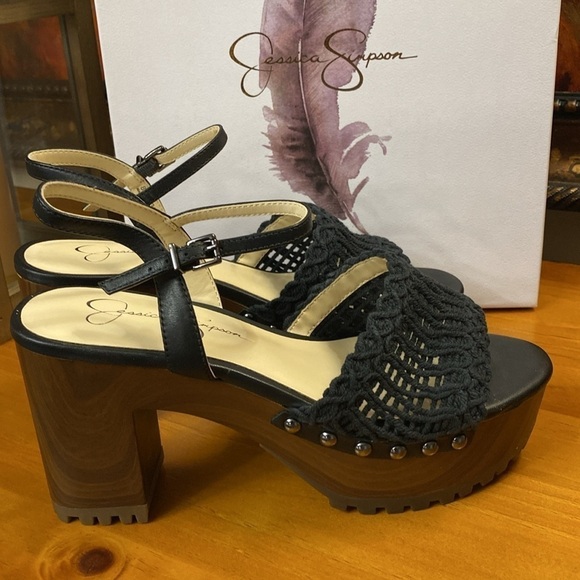 Jessica Simpson Black Pretia Woven Sandals 8.5M NIB - Picture 7 of 10